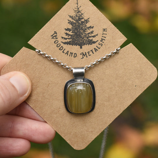 Sterling Silver Banded Agate Pendant Necklace