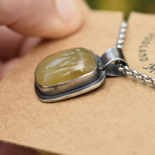 Sterling Silver Banded Agate Pendant Necklace