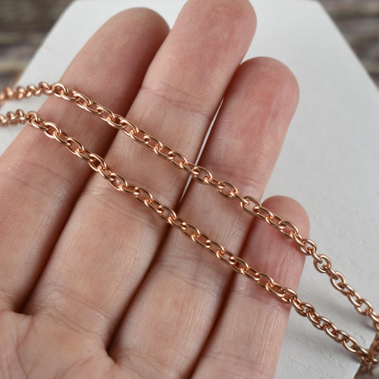 Real Copper Chain Necklace, Adjustable, Coated