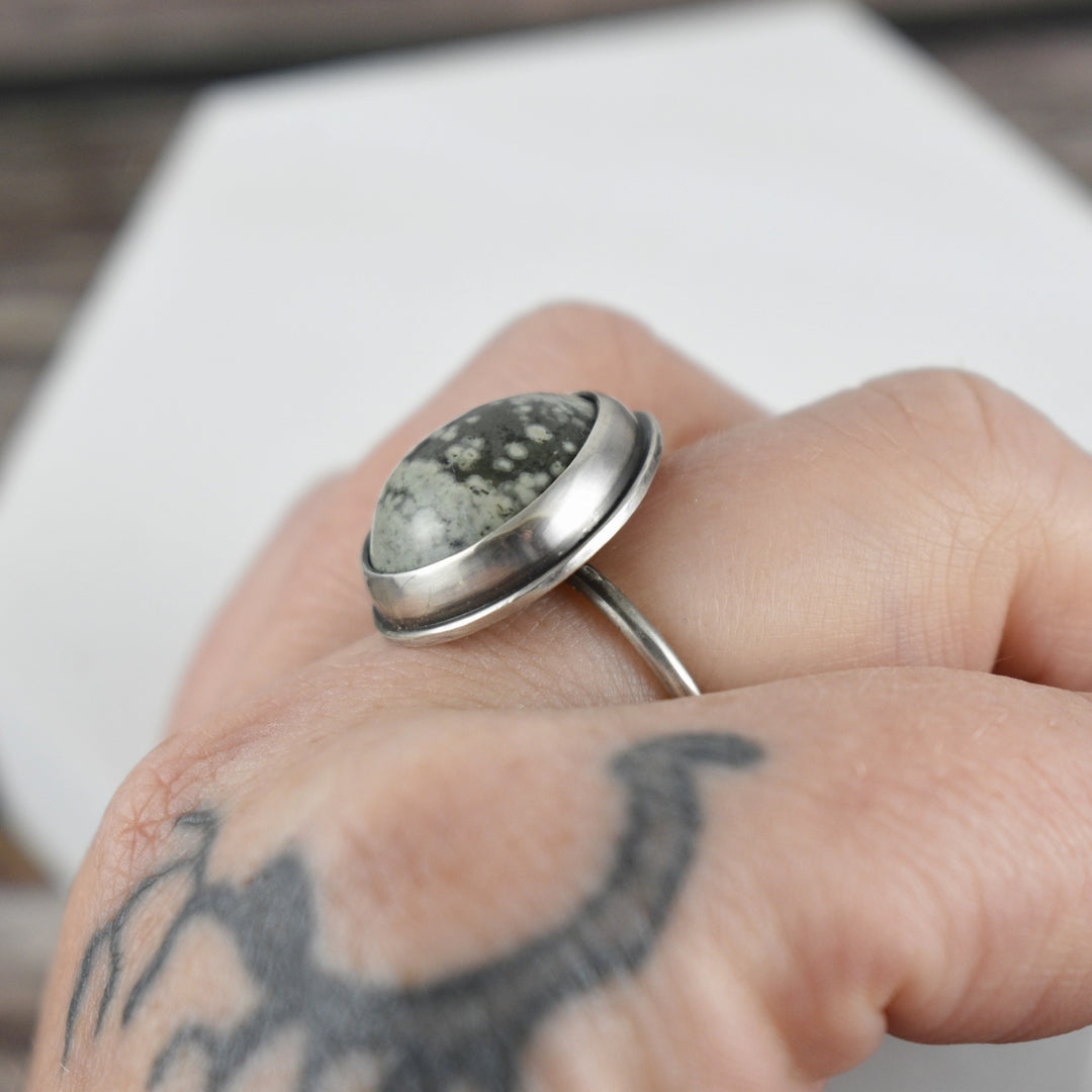 Sterling Silver Ocean Jasper Ring, Adjustable