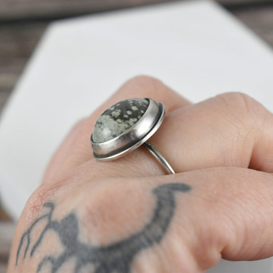 Sterling Silver Ocean Jasper Ring, Adjustable