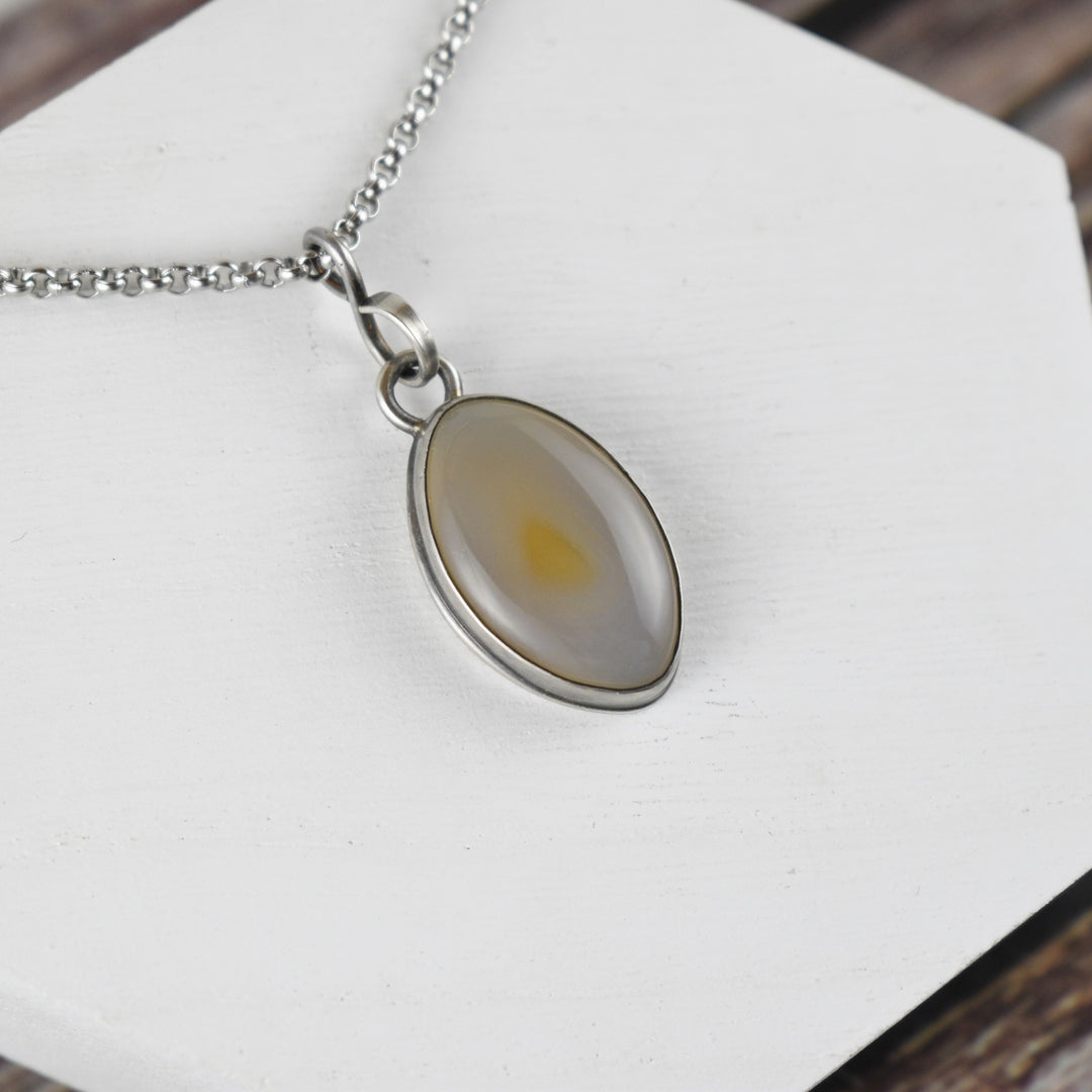 Sterling Silver Flame Agate Pendant Necklace