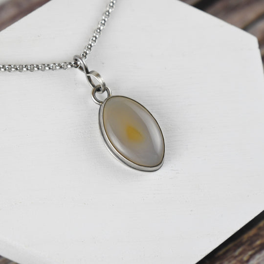Sterling Silver Flame Agate Pendant Necklace