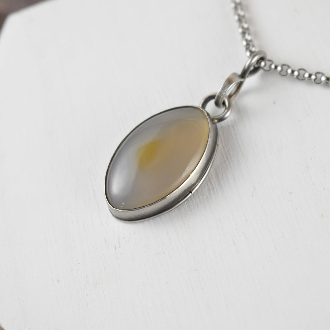 Sterling Silver Flame Agate Pendant Necklace