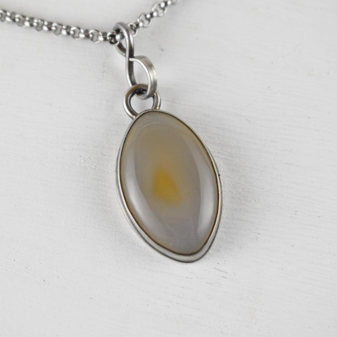 Sterling Silver Flame Agate Pendant Necklace