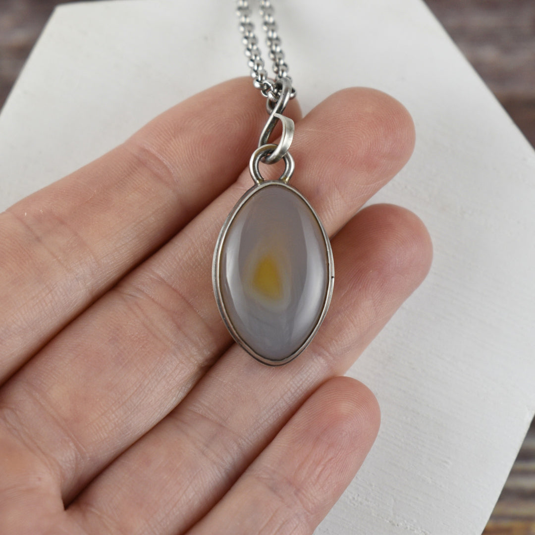 Sterling Silver Flame Agate Pendant Necklace