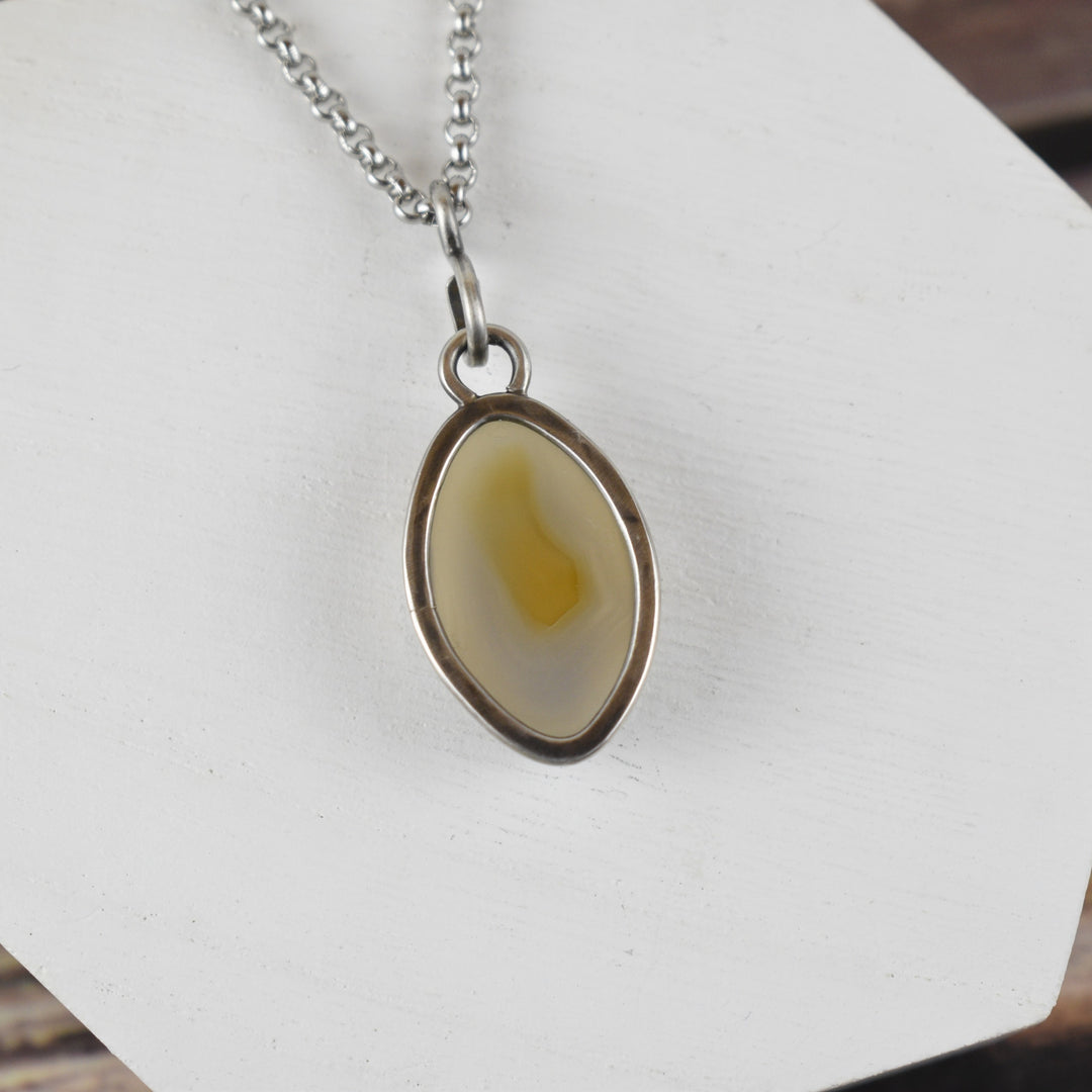 Sterling Silver Flame Agate Pendant Necklace