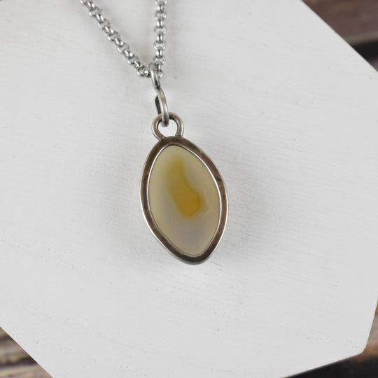 Sterling Silver Flame Agate Pendant Necklace