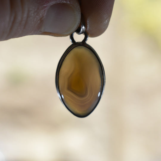Sterling Silver Flame Agate Pendant Necklace