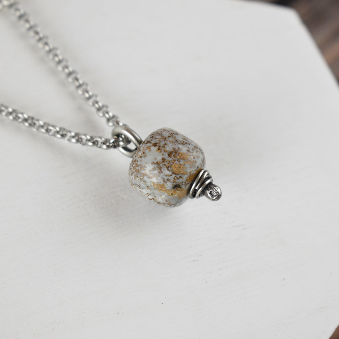 Sterling Silver Blue Stone Small Pendant Necklace