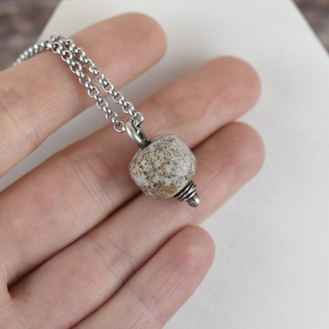 Sterling Silver Blue Stone Small Pendant Necklace