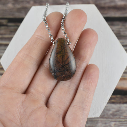 Orange River Jasper Focal Pendant Necklace