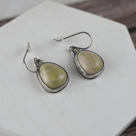 Sterling Silver Unakite Earrings with Titanium Hooks