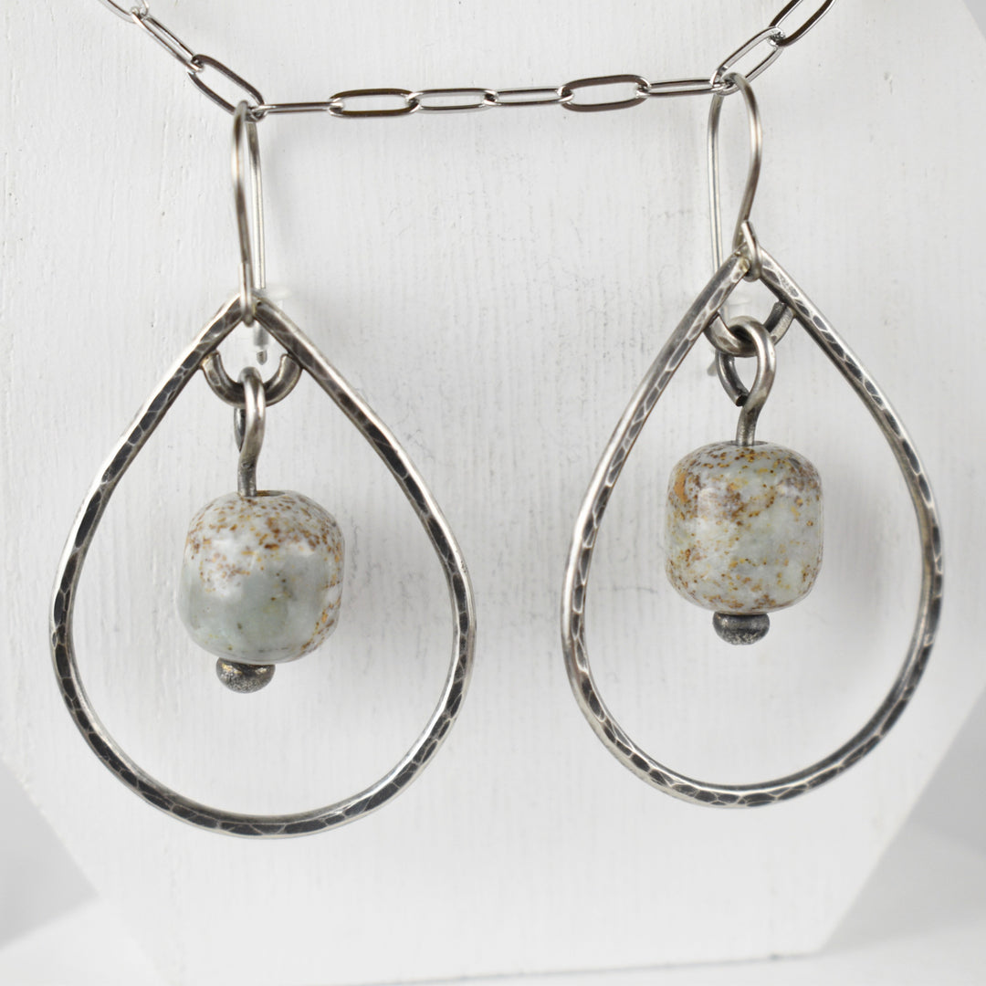 Sterling Silver Blue Jasper Earrings, Titanium Hooks