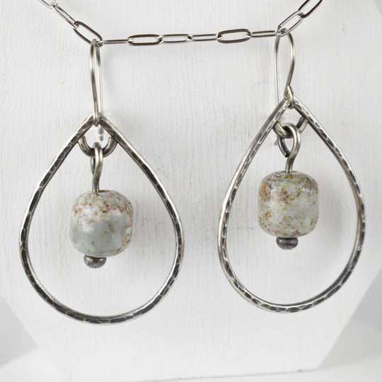 Sterling Silver Blue Jasper Earrings, Titanium Hooks