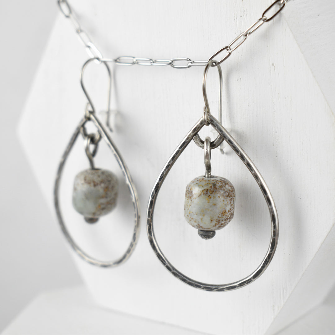 Sterling Silver Blue Jasper Earrings, Titanium Hooks