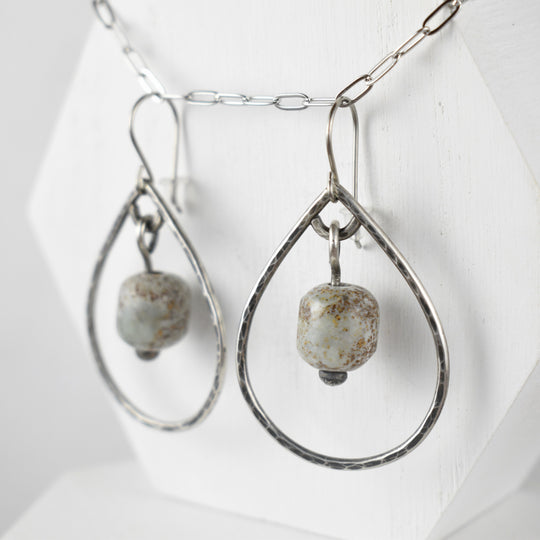 Sterling Silver Blue Jasper Earrings, Titanium Hooks