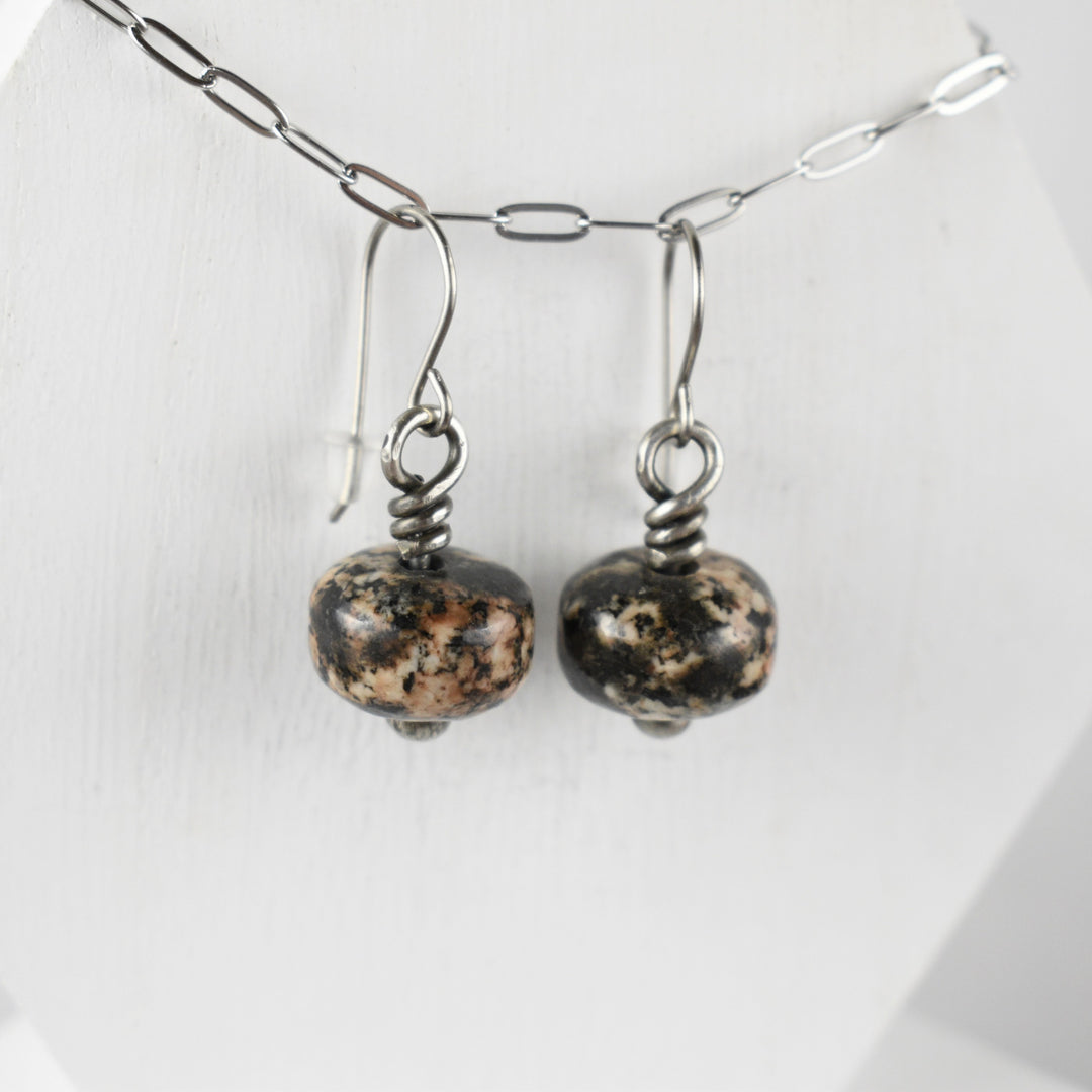 Sterling Silver Orange Black Tourmaline Earrings, Titanium Hooks