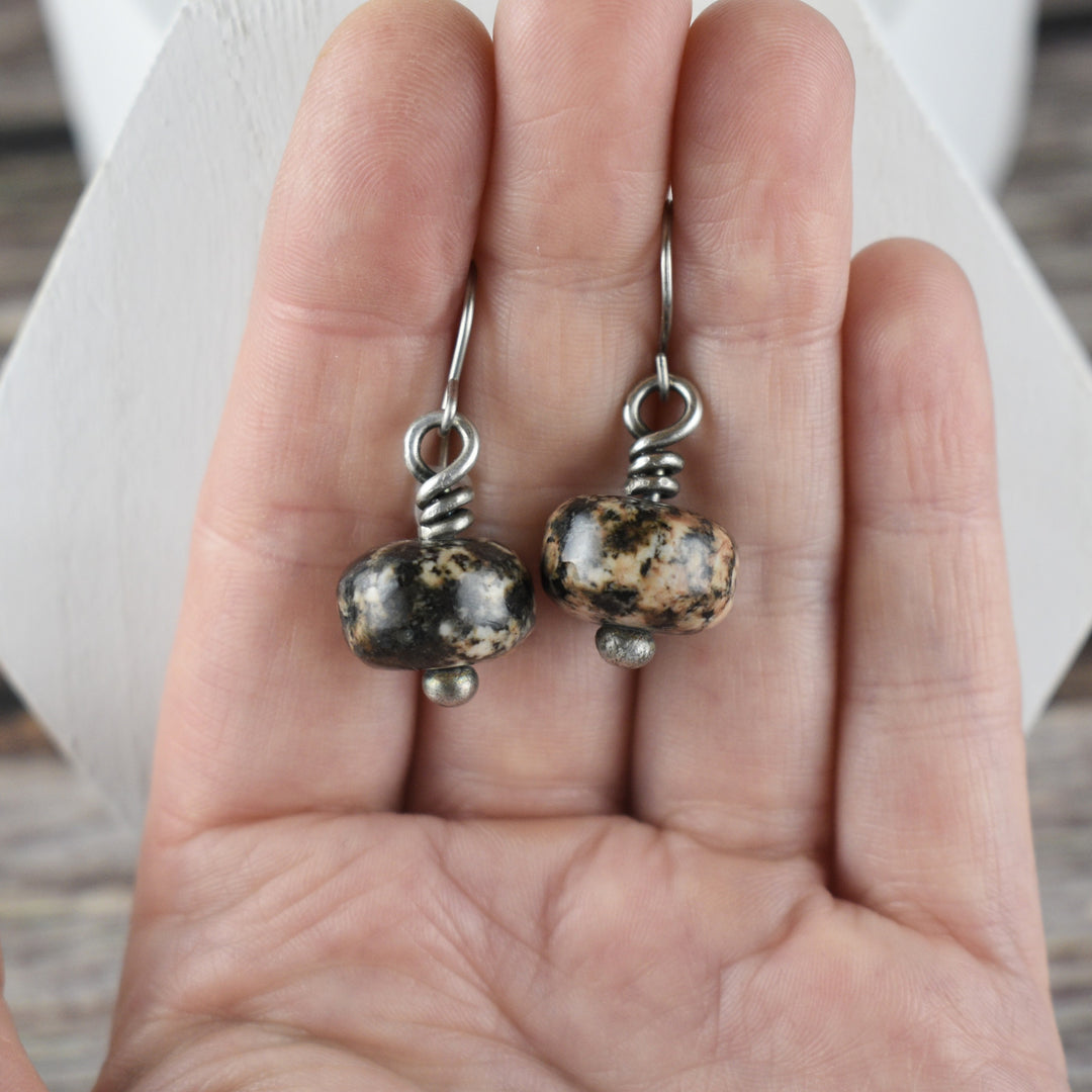 Sterling Silver Orange Black Tourmaline Earrings, Titanium Hooks