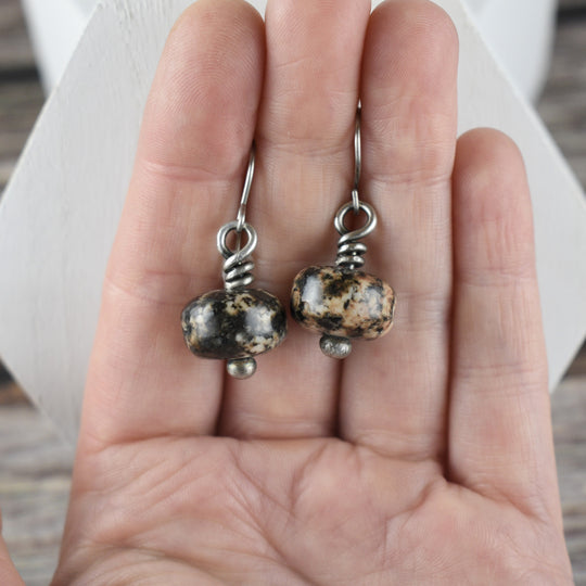 Sterling Silver Orange Black Tourmaline Earrings, Titanium Hooks