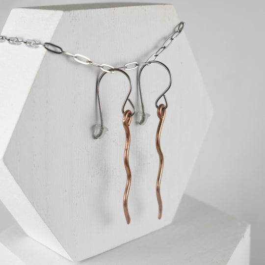 Copper Dangle Earrings, Titanium Hooks