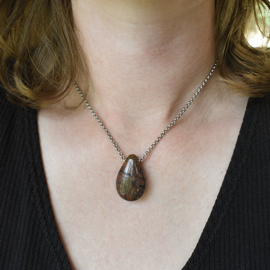 Orange River Jasper Focal Pendant Necklace