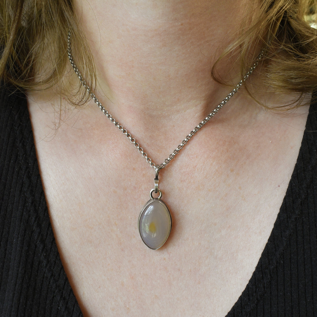 Sterling Silver Flame Agate Pendant Necklace