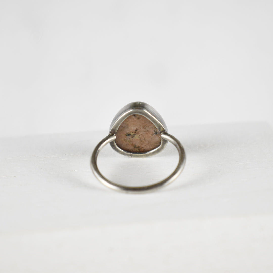 Sterling Silver Orange Calcite Ring, US Size 6.5