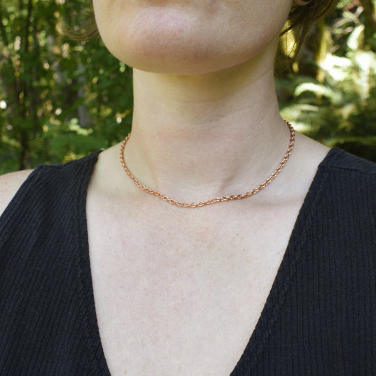 Real Copper Chain Necklace, Adjustable, Coated