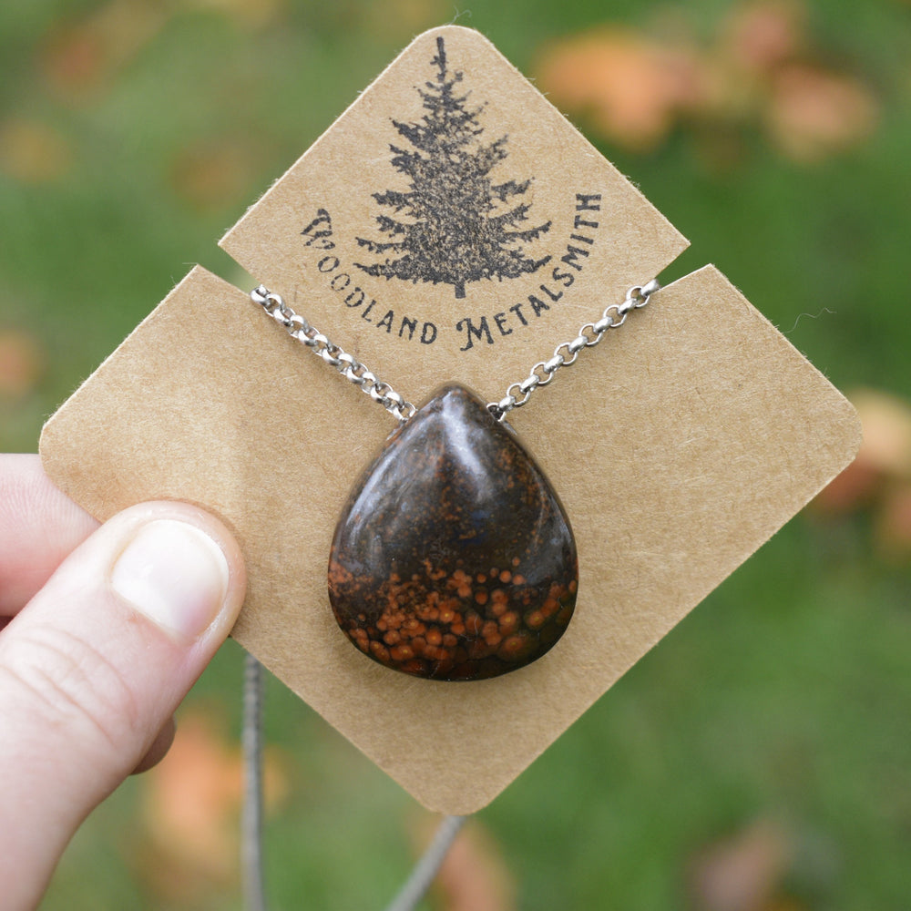 Washington Poppy Jasper Focal Pendant Necklace