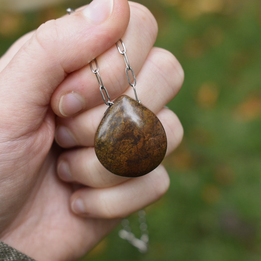 Yellow Purple Jasper Focal Pendant Necklace