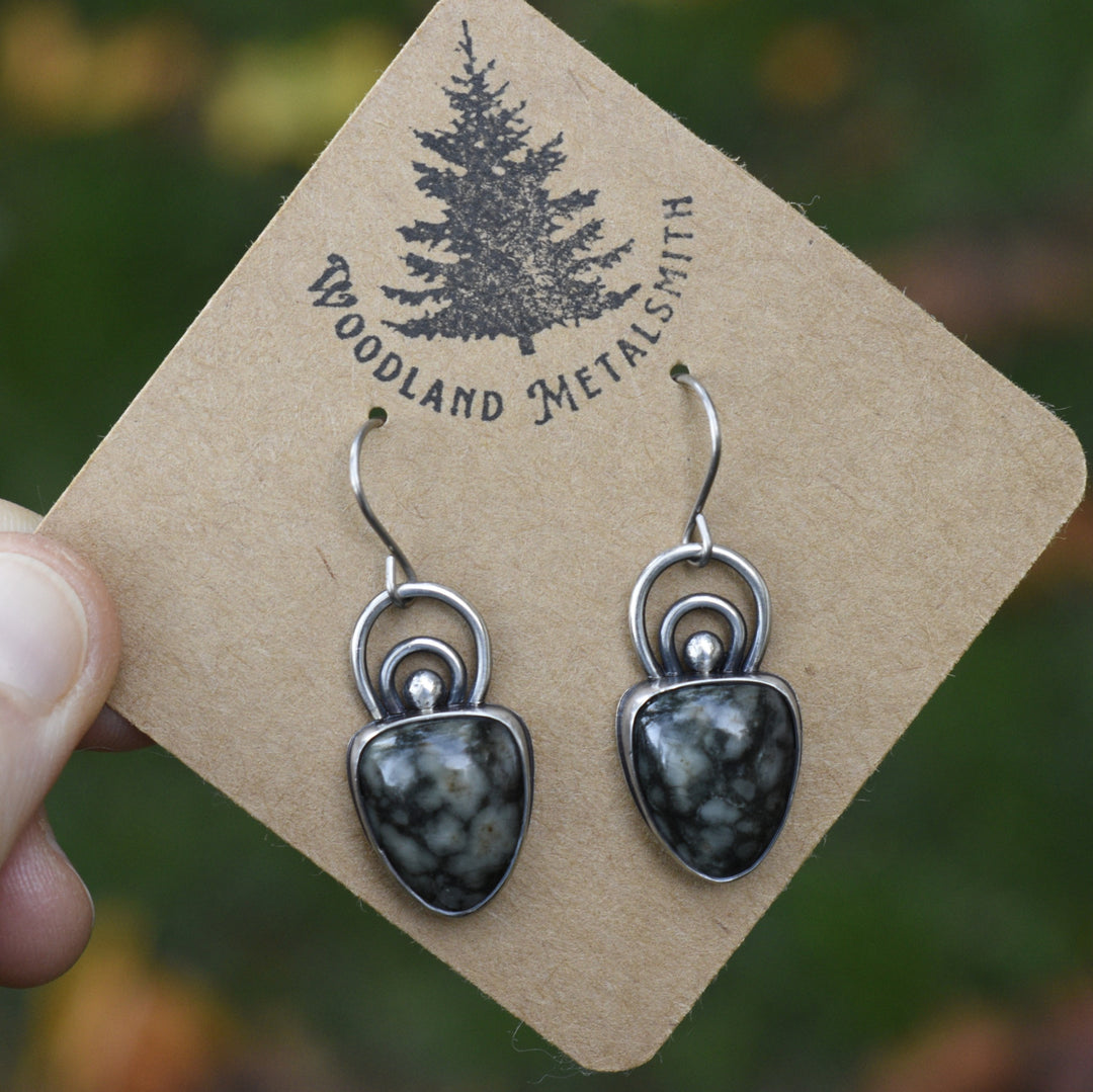 Sterling Silver Beach Stone Earrings, Titanium Hooks