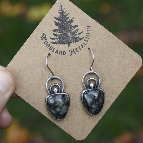 Sterling Silver Beach Stone Earrings, Titanium Hooks