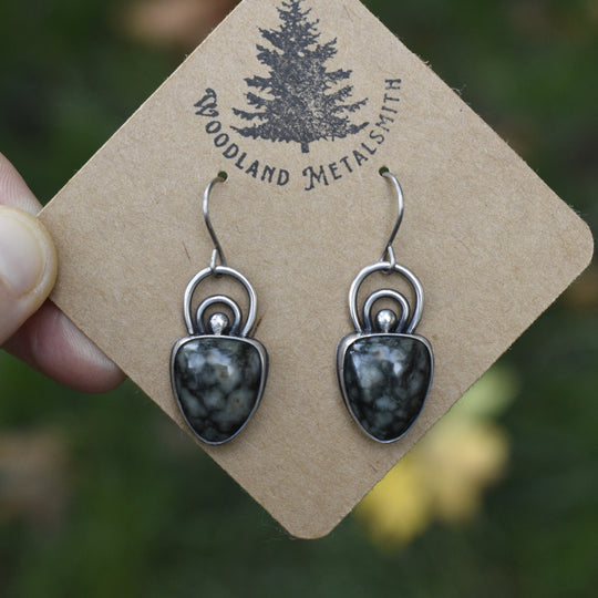 Sterling Silver Beach Stone Earrings, Titanium Hooks