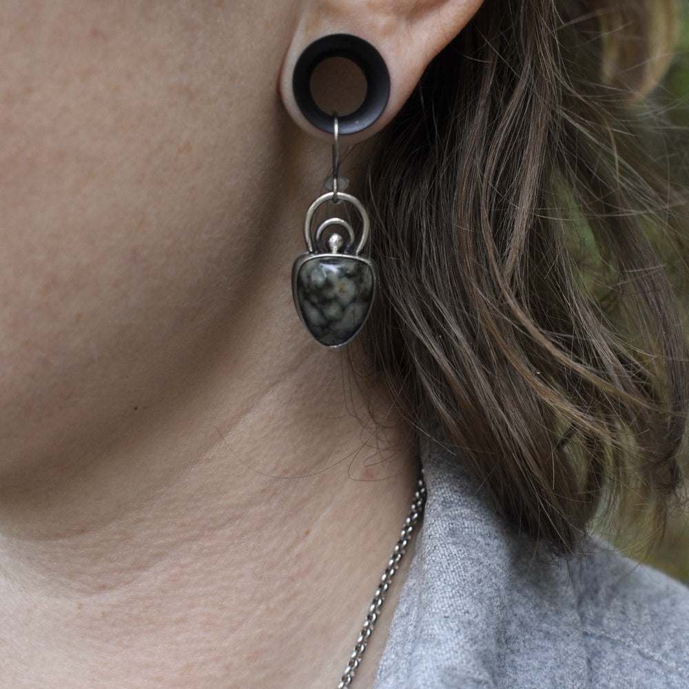 Sterling Silver Beach Stone Earrings, Titanium Hooks