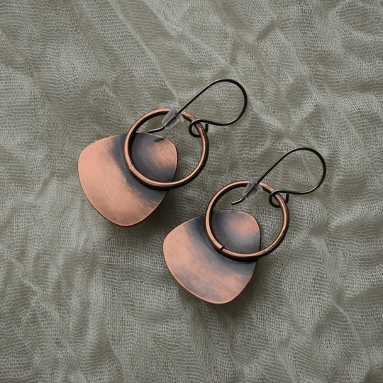 Yellow Jasper Copper Earrings, Hypoallergenic, 1.75 Inches