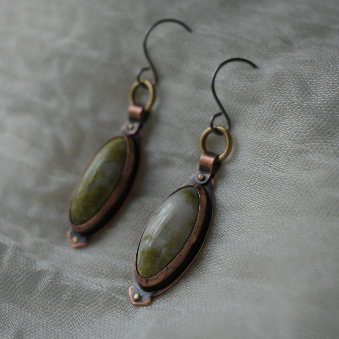 Serpentine Mixed Metal Earrings, Hypoallergenic, 2.25 Inches