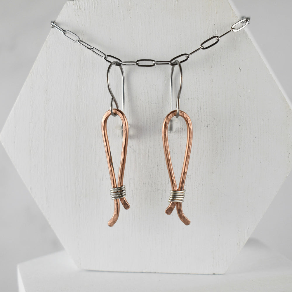 Hypoallergenic hammered mixed metal earrings for women