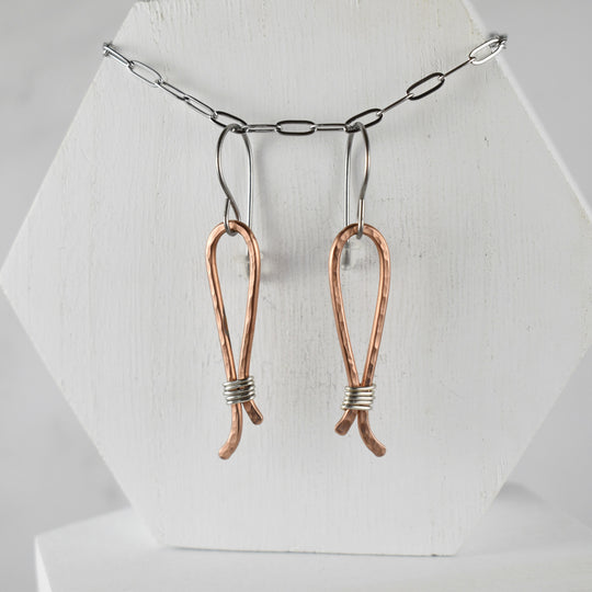 Hypoallergenic hammered mixed metal earrings for women