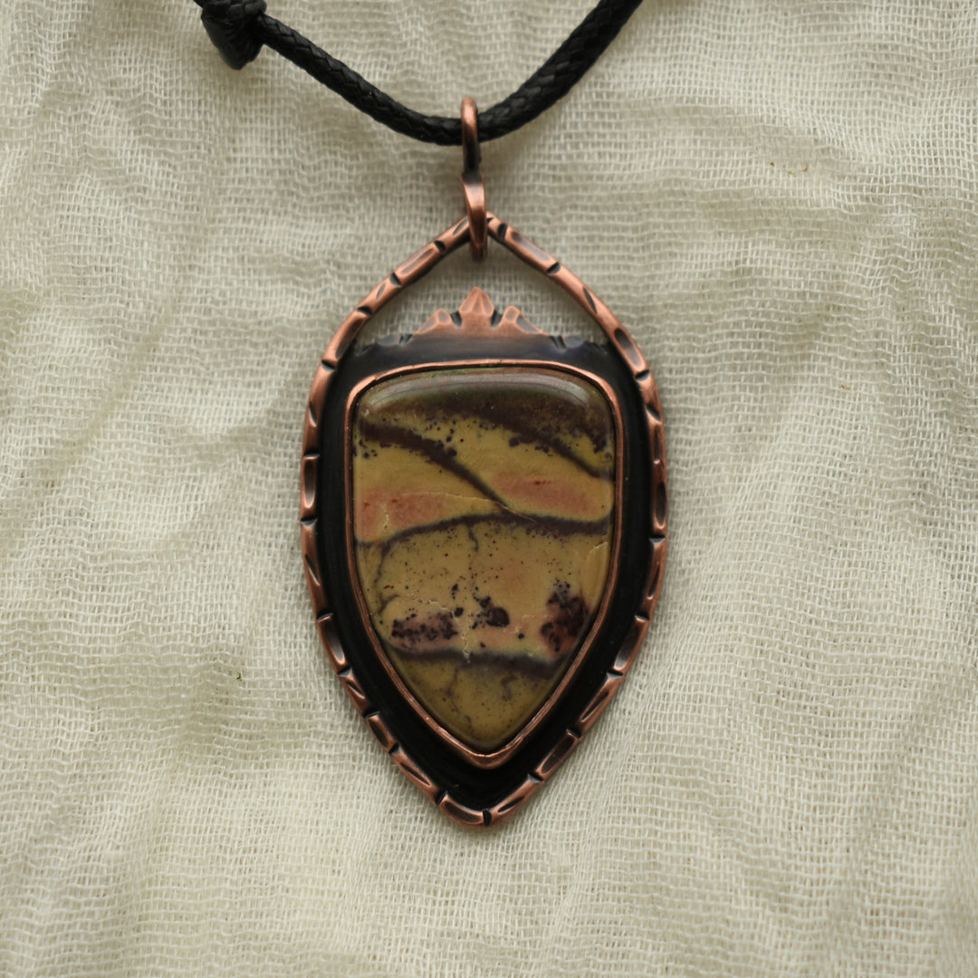 Handmade Oregon Jasper copper pendant necklace