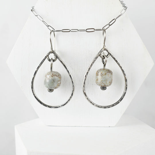 Blue Jasper and Sterling silver hoop earrings