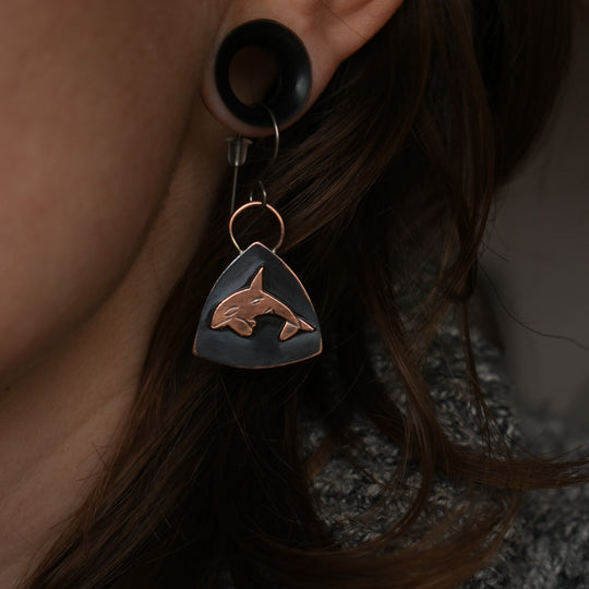 handmade orca earrings