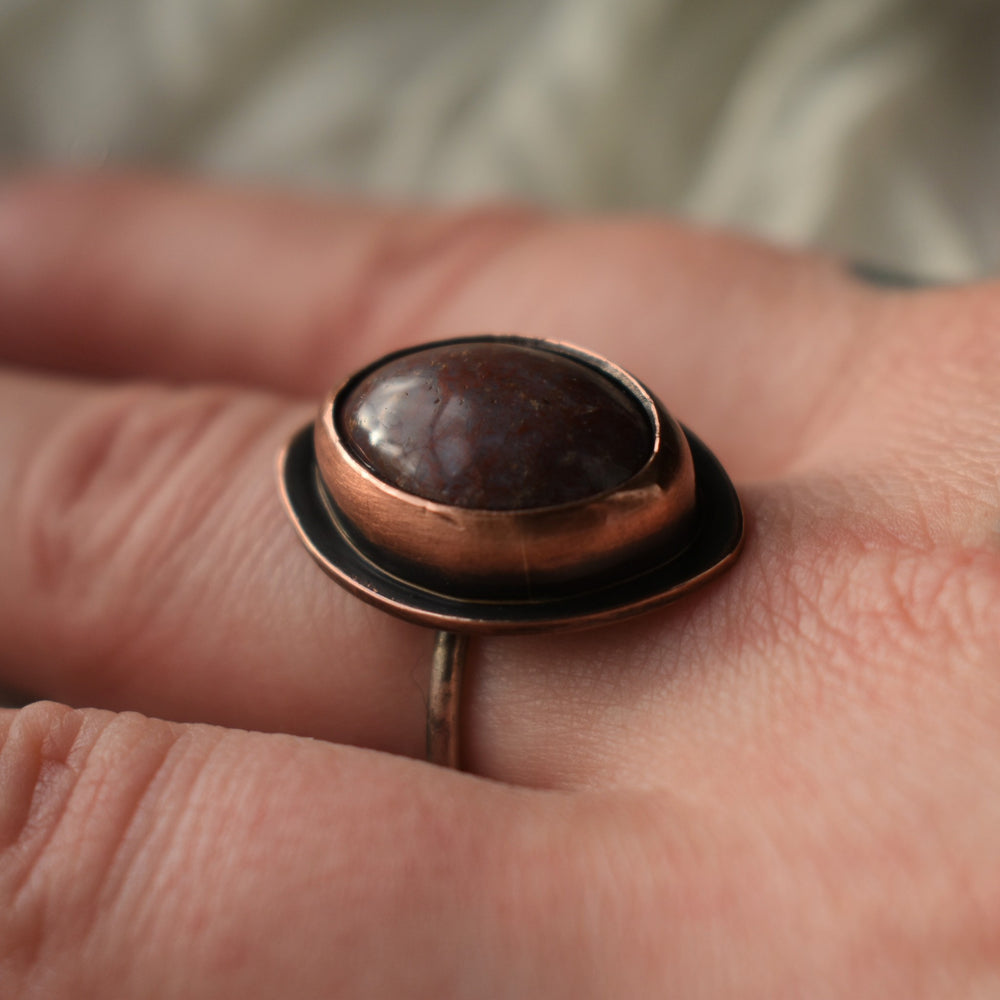 mixed metal ring made with washington jasper