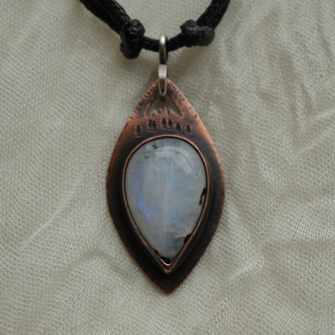 moonstone pendant necklace made with mixed metal