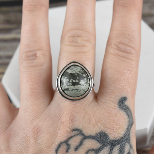 Ocean Jasper Ring in Sterling Silver - Adjustable