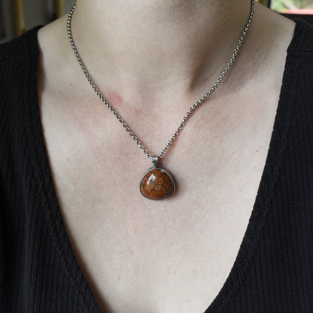 orange Poppy pendant necklace