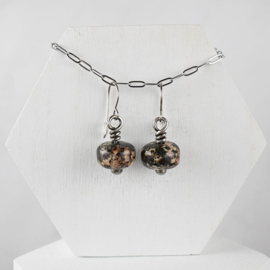 Orange and Black Tourmaline Sterling silver earrings