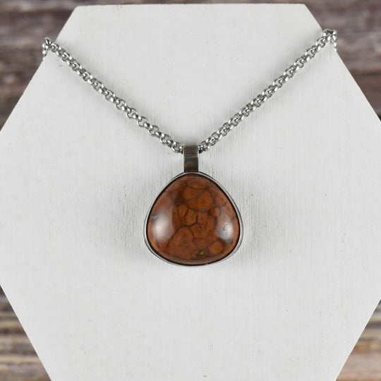 Orange Poppy Jasper Necklace in Sterling Silver with Custom Chain
