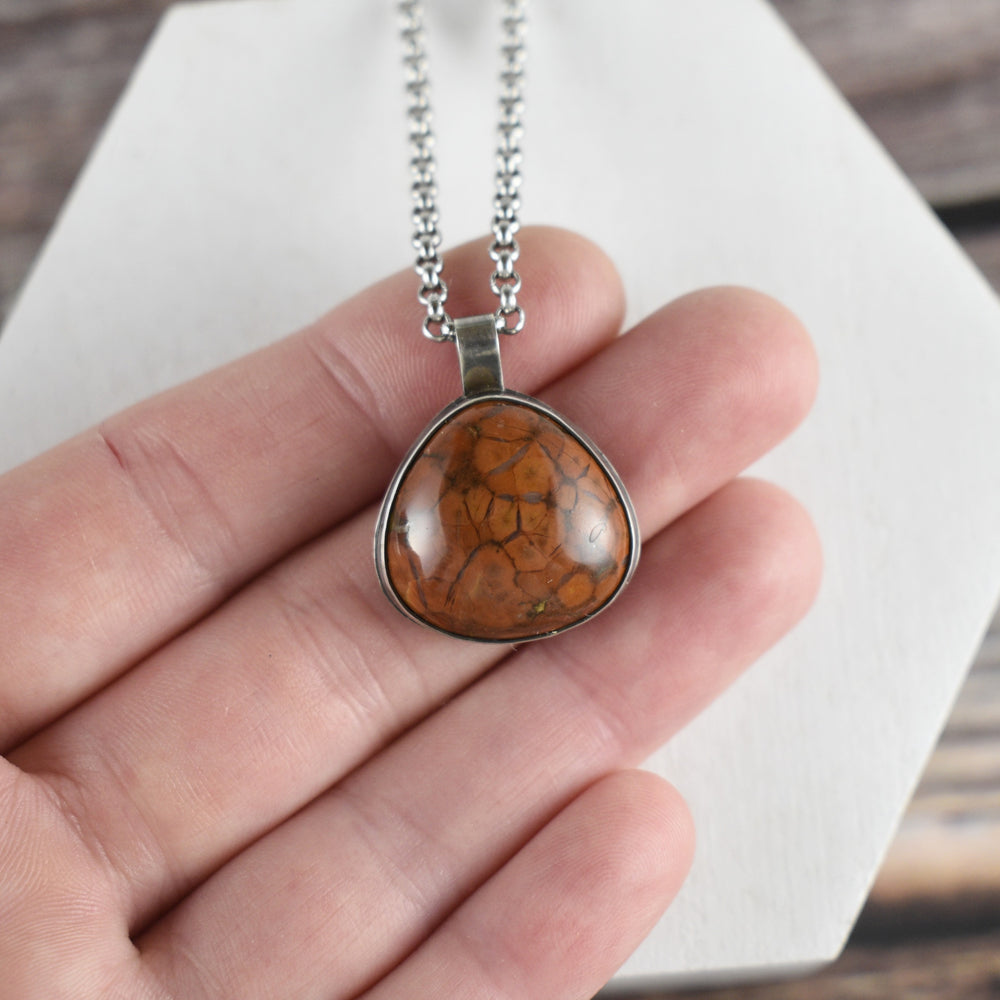 orange Poppy silver necklace