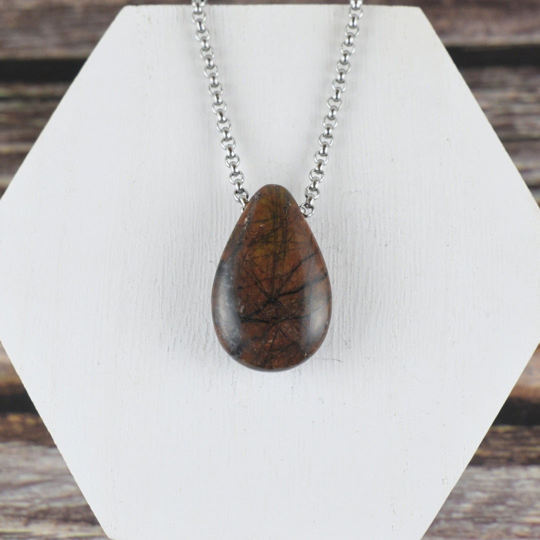Orange River Jasper Pendant with Custom Chain